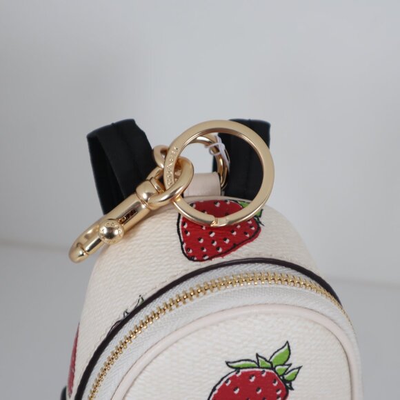 Coach Mini Court Backpack Bag Charm with Strawberry Print CAO93 NWT - Picture 8 of 8